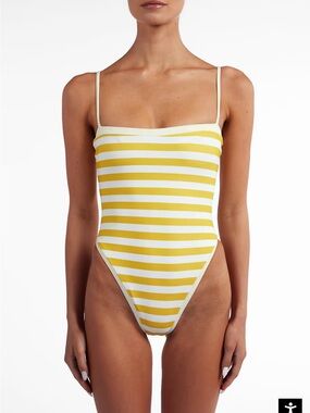 Same Striped Yellow & White One-Piece Swimsuit